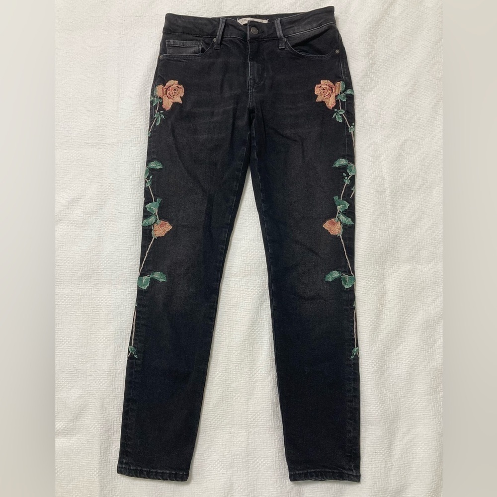 MAVI BLACK EMBROIDERED ADRIANA ANKLE JEANS - Size 27